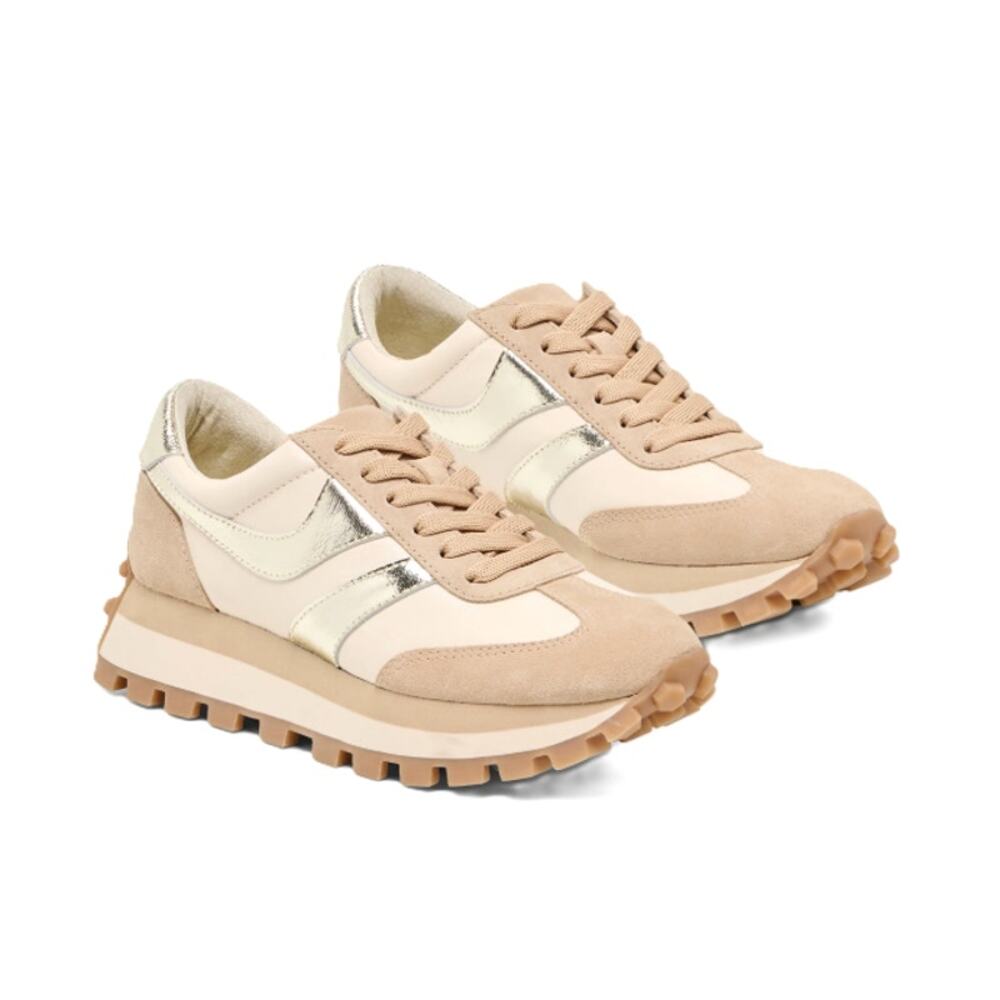 Dolce Vita Tresa Sneakers White Gold Suede Size 6